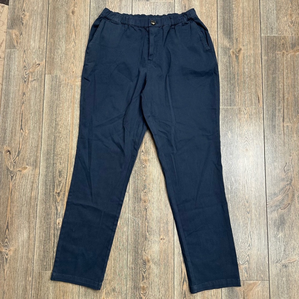 Cove USA Everyday Pants Mens 36 Navy Blue Elastic Waist Cotton Chino Trousers